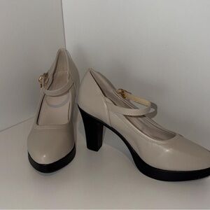Chic Beige Mary Jane Heels
